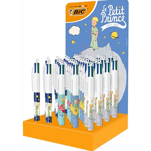 Bic 4 Colours El Principito Expositor con 36 Boligrafos de Bola Retractil Con Diseños de El Principito - 4 Diseños Diferentes - Punta Media de 1.0mm