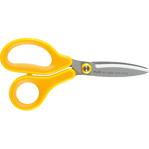 Plus Fitcut Curve Kids Tijera Escolar 14.5cm - Hojas Curvas - Punta Redondeada - Ergonomica - Uso Zurdo - Color Amarillo