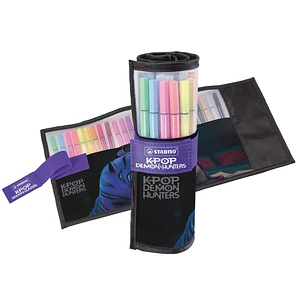 Stabilo Pen 68 K-Pop Demon Hunter Pack Enrollable con 25 Rotuladores de Punta de Fibra - Trazo de 1mm aprox. - Tinta con Base de Agua - Colores Surtid