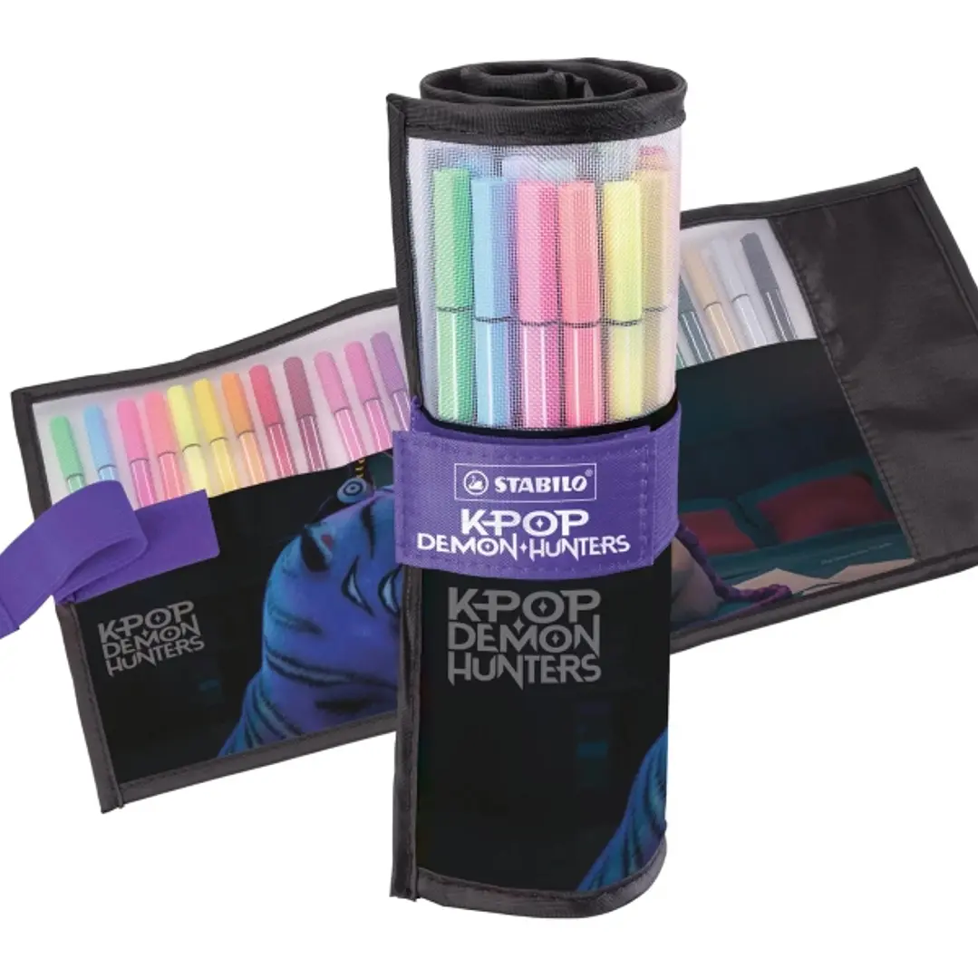 Stabilo Pen 68 K-Pop Demon Hunter Pack Enrollable con 25 Rotuladores de Punta de Fibra - Trazo de 1mm aprox. - Tinta con Base de Agua - Colores Surtid 1