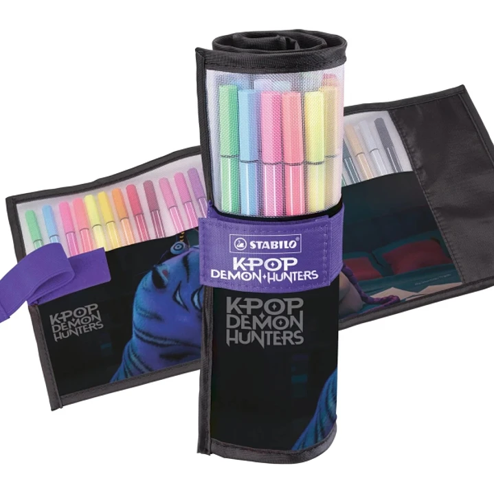 Stabilo Pen 68 K-Pop Demon Hunter Pack Enrollable con 25 Rotuladores de Punta de Fibra - Trazo de 1mm aprox. - Tinta con Base de Agua - Colores Surtid 1
