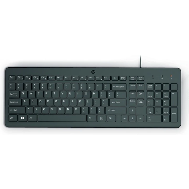 HP 150 Teclado USB - Patas Ajustables - Indicadores LED (Num/Caps) - Fabricado con Plastico Reciclado - Color Negro 1