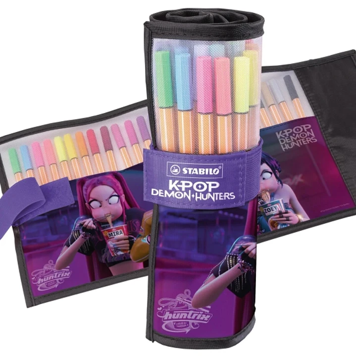 Stabilo Point 88 K-Pop Demon Hunter Pack Enrollable con 25 Rotuladores de Punta Fina de Fibra - Trazo de 0.4 mm - Tinta con Base de Agua - Colores Sur 1