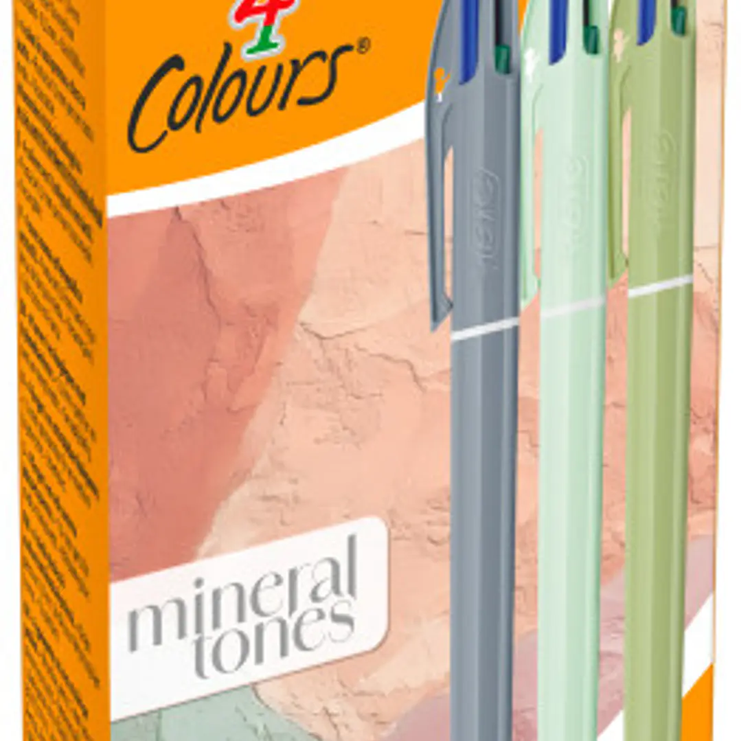 Bic 4 Colours Mineral Tones Boligrafo de Bola Retractil - Punta Media de 1.0mm - Colores Surtidos 1