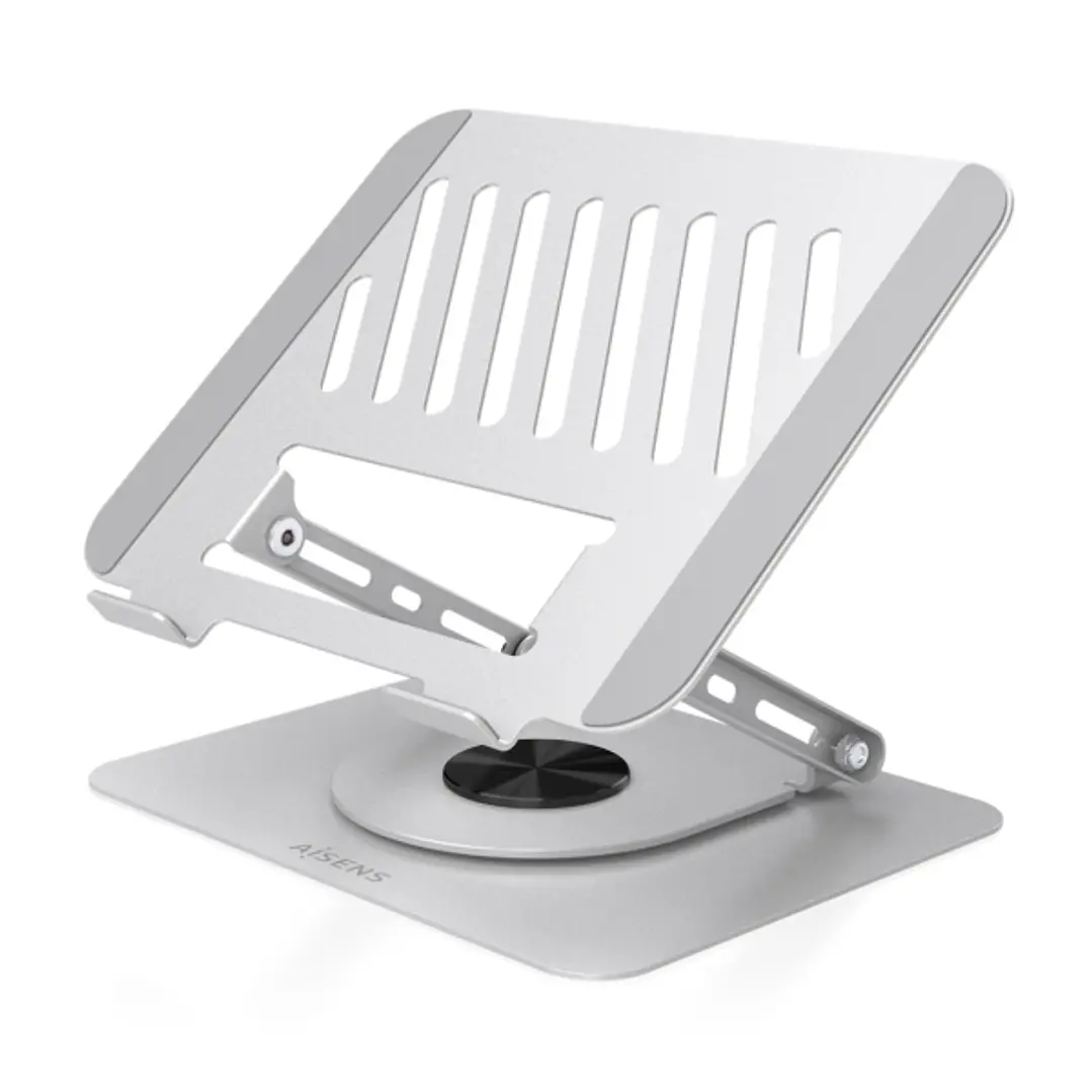Aisens Soporte Sobremesa XL para Portatil / Tablet - Giratorio y Ajustable - Rotacion 360° - Plegable y Compacto - Antideslizante - Compatible 10-17