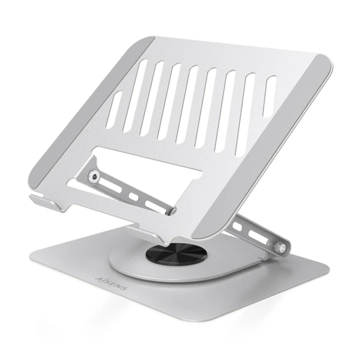 Aisens Soporte Sobremesa XL para Portatil / Tablet - Giratorio y Ajustable - Rotacion 360° - Plegable y Compacto - Antideslizante - Compatible 10-17