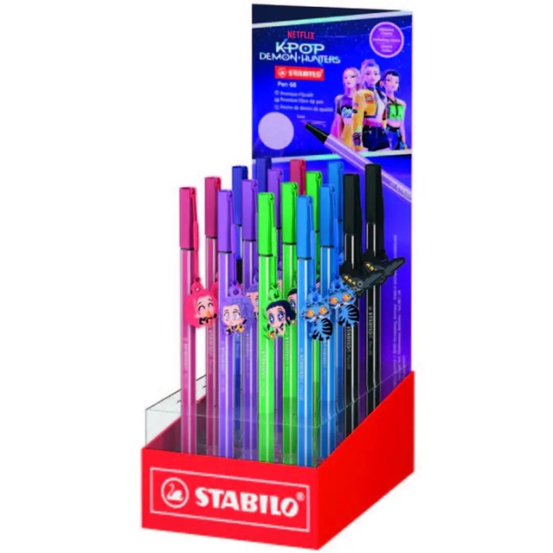 Stabilo Pen 68 K-Pop Demon Hunter Expositor con 16 Rotuladores de Punta de Fibra - Trazo de 1mm aprox. - Tinta con Base de Agua - Colores Surtidos 1
