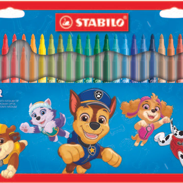 Stabilo Power Patrulla Canina Pack con 30 Rotuladores con Diseños de la Patrulla Canina - Punta Media de 2mm - Tinta Lavable - Capuchon Ventilado - Co 1