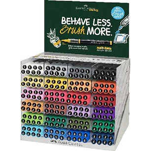 Faber-Castell Multimark Acrylic Brush Expositor con 192 Rotuladores Acrilicos Punta Pincel - Trazo de 1 a 6mm - Tinta Acrilica a Base de Agua - Colore