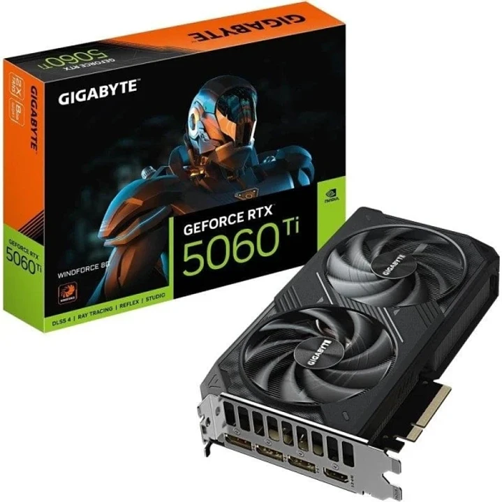 Gigabyte GeForce RTX 5060 TI Tarjeta Grafica WINDFORCE 8GB GDDR7 - 3x DP, HDMI 1