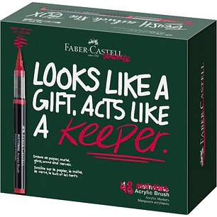 Faber-Castell Multimark Acrylic Brush Caja con 48 Rotuladores Acrilicos Punta Pincel - Trazo de 1 a 6mm - Tinta Acrilica a Base de Agua - Colores Surt