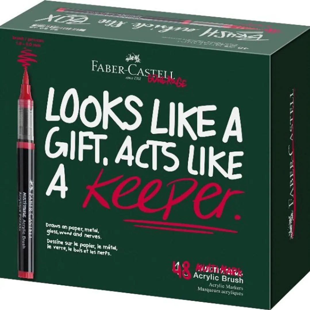 Faber-Castell Multimark Acrylic Brush Caja con 48 Rotuladores Acrilicos Punta Pincel - Trazo de 1 a 6mm - Tinta Acrilica a Base de Agua - Colores Surt 1
