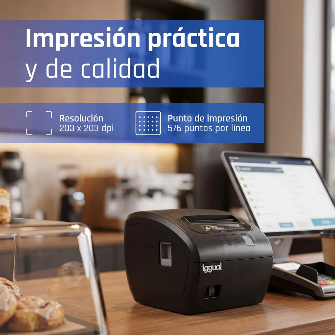 iggual Impresora térmica tickets TP7001 USB+RJ45 4