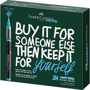 Faber-Castell Multimark Acrylic Brush Caja con 24 Rotuladores Acrilicos Punta Pincel - Trazo de 1 a 6mm - Tinta Acrilica a Base de Agua - Colores Surt