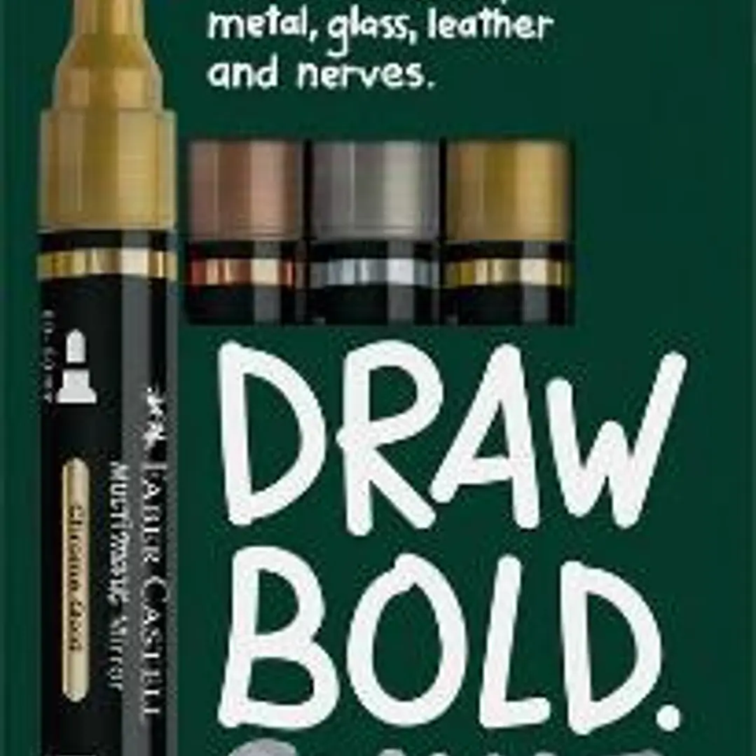 Faber-Castell Multimark Acrylic Pack con 3 Rotuladores Acrilicos Doble Punta - Puntas Redondas de 1mm y 3mm - Tinta Acrilica a Base de Agua - Colores  1