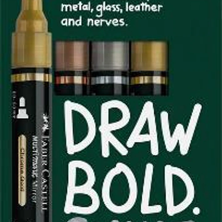 Faber-Castell Multimark Acrylic Pack con 3 Rotuladores Acrilicos Doble Punta - Puntas Redondas de 1mm y 3mm - Tinta Acrilica a Base de Agua - Colores  1