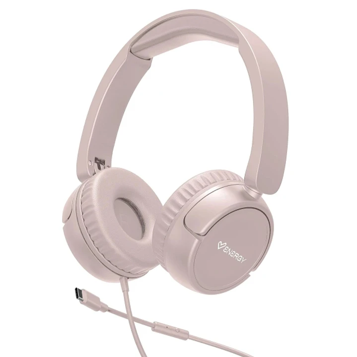 Energy Sistem Urban Auriculares con Cable - DeepBass - Diadema Extensible - Microfono Incorporado - Conexion USB-C - Color Rosa 1