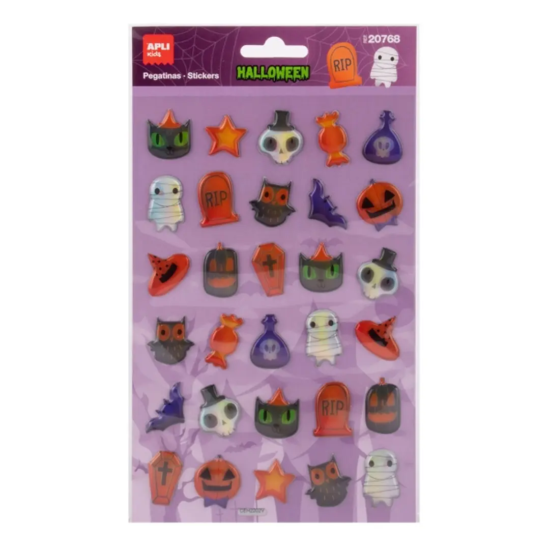 Apli Kids Pop Up Pack con 30 Pegatinas de Halloween con Efecto Volumen - Perfectas para Decorar Cuadernos, Agendas, etc... 1
