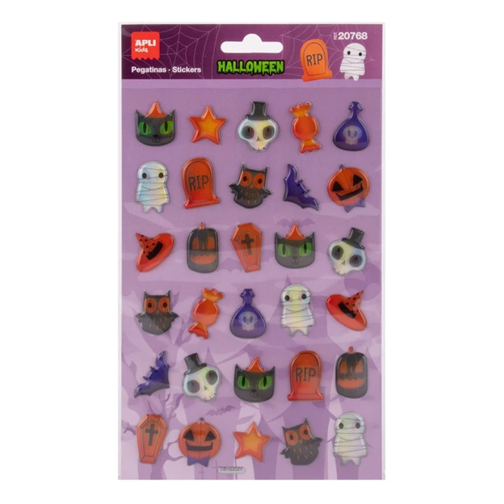 Apli Kids Pop Up Pack con 30 Pegatinas de Halloween con Efecto Volumen - Perfectas para Decorar Cuadernos, Agendas, etc... 1