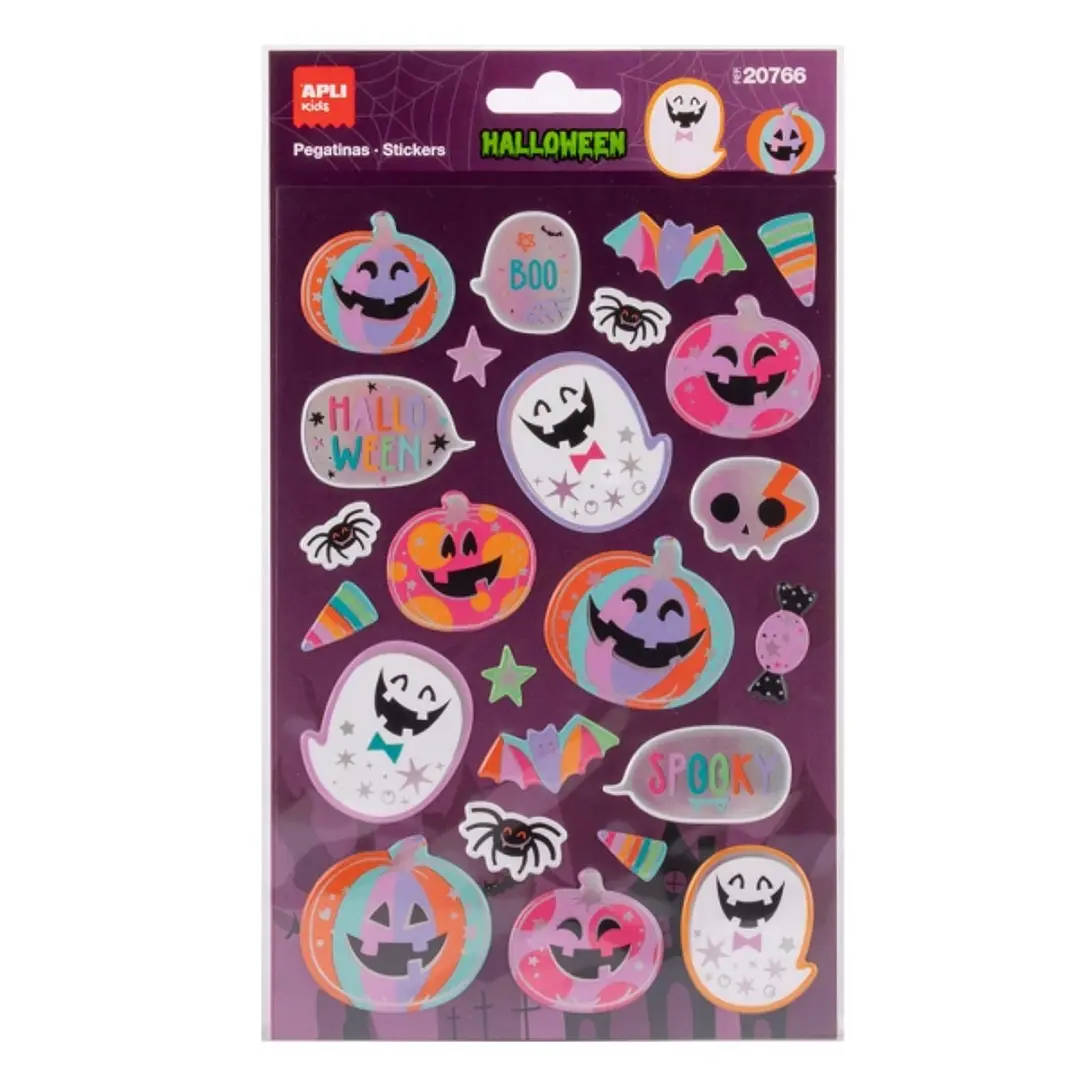 Apli Kids Calabaza Rosa Pack con 24 Pegatinas de Halloween - Perfectas para Decorar Cuadernos, Agendas, etc... 1
