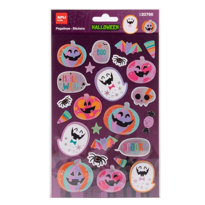 Apli Kids Calabaza Rosa Pack con 24 Pegatinas de Halloween - Perfectas para Decorar Cuadernos, Agendas, etc... 1