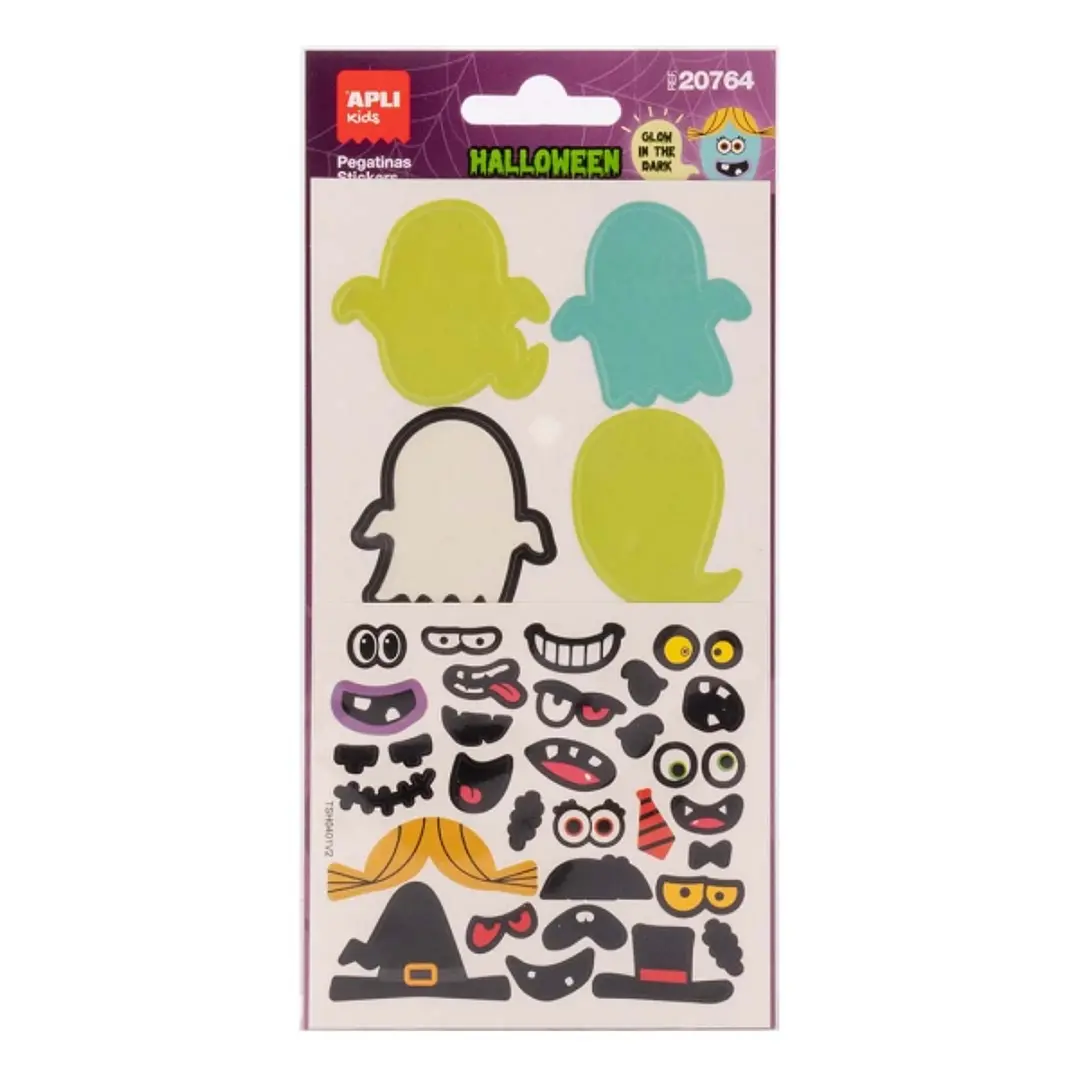 Apli Kids Glow in the Dark Pack con 66 Pegatinas de Halloween - Brillan en la Oscuridad - Destacan por su Increíble Efecto Luminoso 1