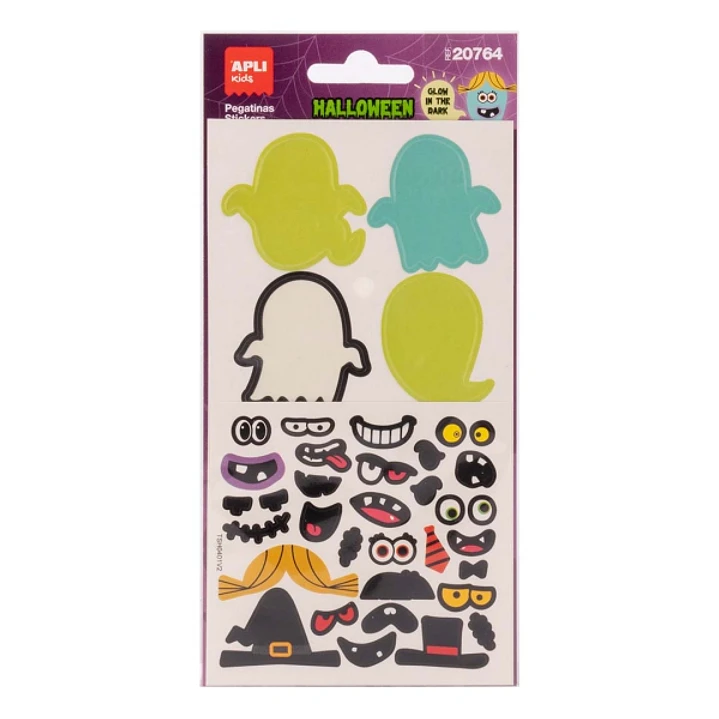 Apli Kids Glow in the Dark Pack con 66 Pegatinas de Halloween - Brillan en la Oscuridad - Destacan por su Increíble Efecto Luminoso 1