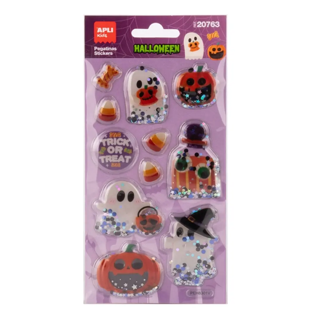 Apli Kids Glitter Movil Pack con 11 Pegatinas de Halloween - Con Efecto Glitter Movil que Aportan Brillo, Color y Movimiento 1