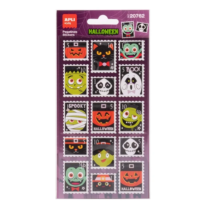 Apli Kids Sellos Pack con 30 Pegatinas de Halloween con Forma de Sello Postal - Perfectas para Decorar Cuadernos, Agendas, etc... 1