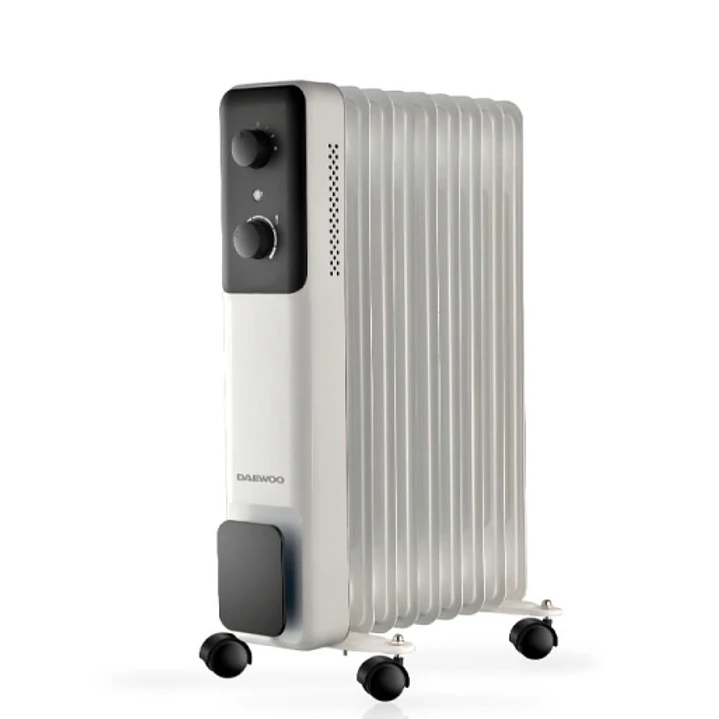 Daewoo DW9506 Radiador de Aceite - Potencia 2000W - 9 Elementos - Termostato Regulable - Ruedas - Asa de Transporte - Funcionamiento Automatico - Colo 1