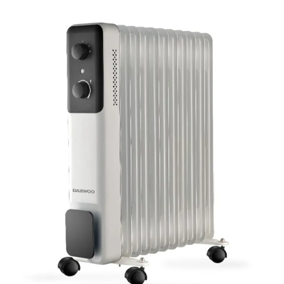 Daewoo DW9507 Radiador de Aceite - Potencia 2500W - 11 Elementos - Termostato Regulable - Ruedas - Asa de Transporte - Funcionamiento Automatico - Col 1