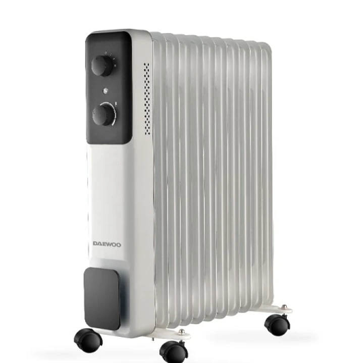 Daewoo DW9507 Radiador de Aceite - Potencia 2500W - 11 Elementos - Termostato Regulable - Ruedas - Asa de Transporte - Funcionamiento Automatico - Col 1