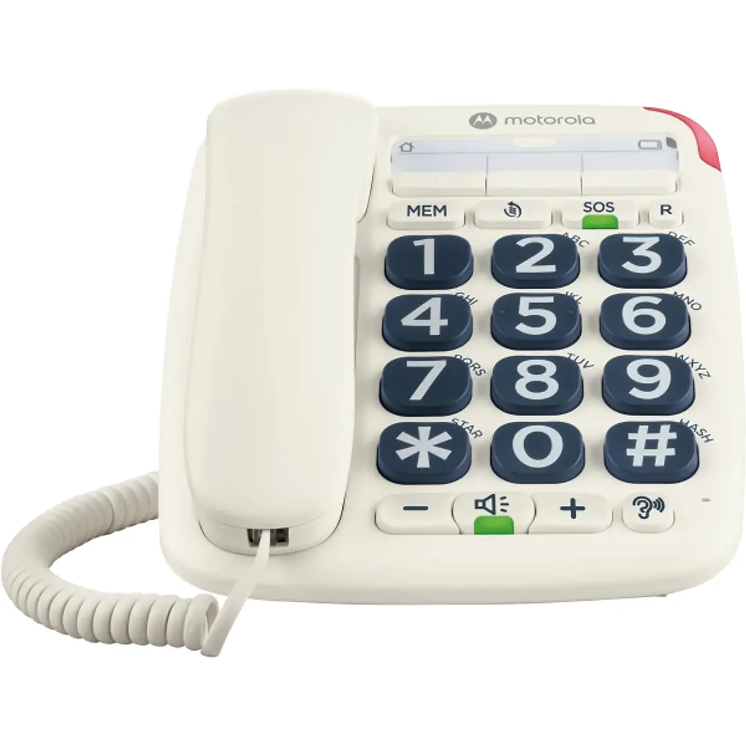 Motorola CT200 Telefono Fijo - Teclas Grandes - Buzon de Voz con Indicador LED - Color Blanco 1