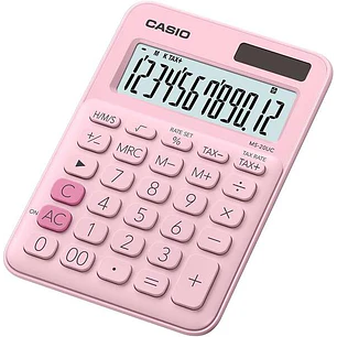 Casio MS-20UC Calculadora de Sobremesa Pequeña - Pantalla LCD de 12 Digitos - Alimentacion Solar y Pilas - Color Rosa