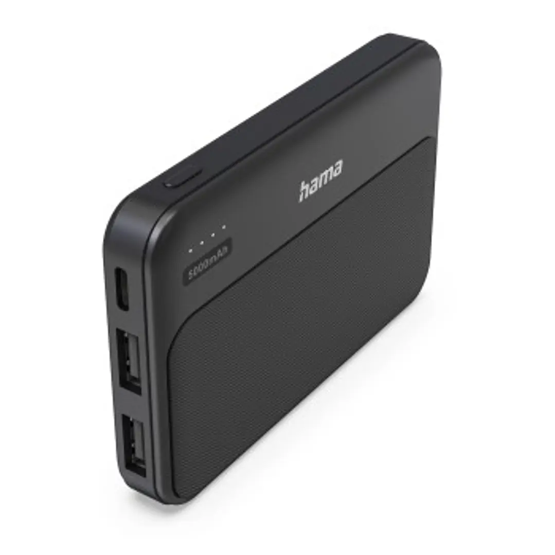 Hama Power Pack Pocket-5 Bateria Externa Powerbank 5000mAh - Polimero de Litio - USB-C - USB-A - Carga Rapida - 2 Conexiones de Salida - Indicador LED 1