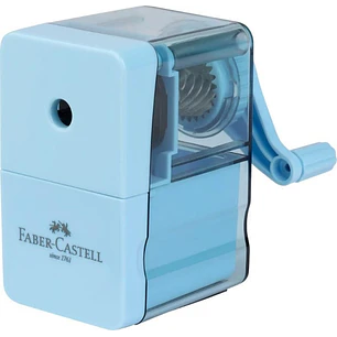 Faber-Castell Sky Blue Afilalapices de Manivela - Para Lapices de hasta 8.4mm Ø - Cuchilla Giratoria de Metal - Color Azul