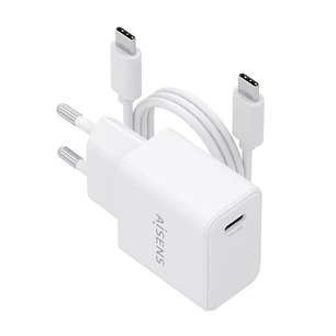 Aisens Cargador Gan 20W - 1xUSB-C PD3.0 - Cable USB-C 1m - Color Blanco