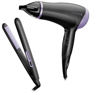 Remington Style Essentials Pack Secador y Plancha de Pelo - 2000W - Secador con Rejilla Ceramica-Ionica - Plancha de Placas Ceramicas