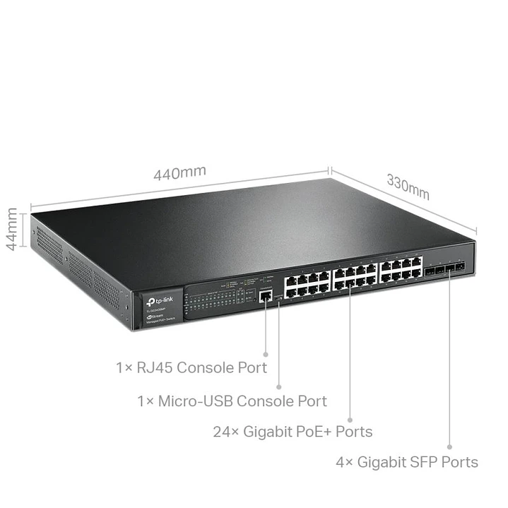 TP-Link SG3428MP Switch 24xGB PoE L2 4xSFP Rack 3
