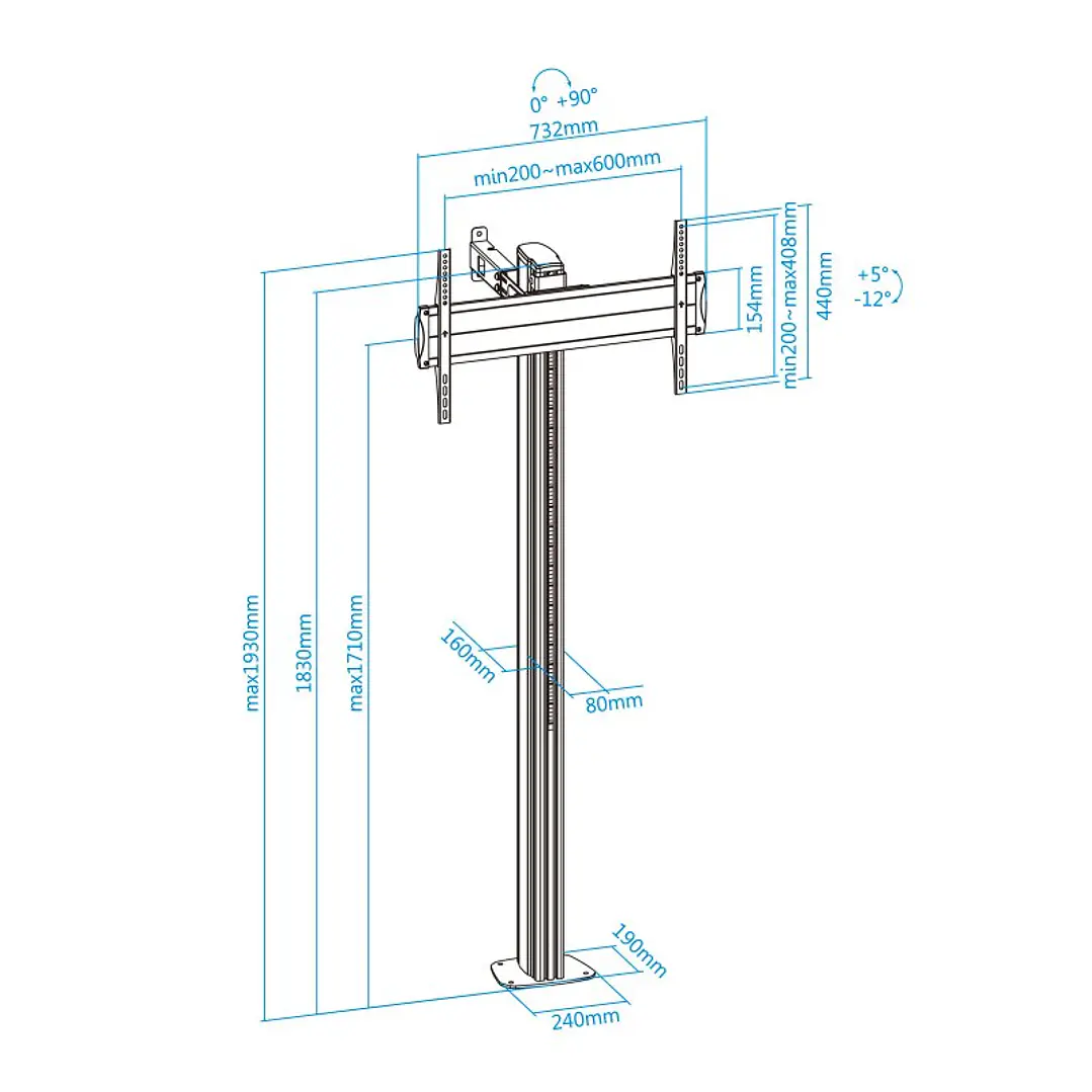 Tooq FS2270M-B Soporte suelo fijo  37-70
