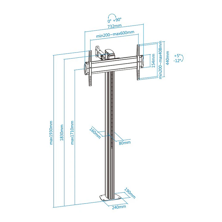 Tooq FS2270M-B Soporte suelo fijo  37-70