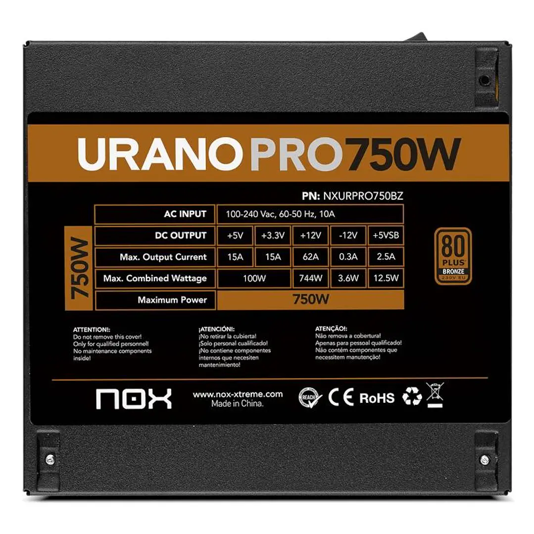 NOX Fuente ATX Urano PRO 750W Bronze 4