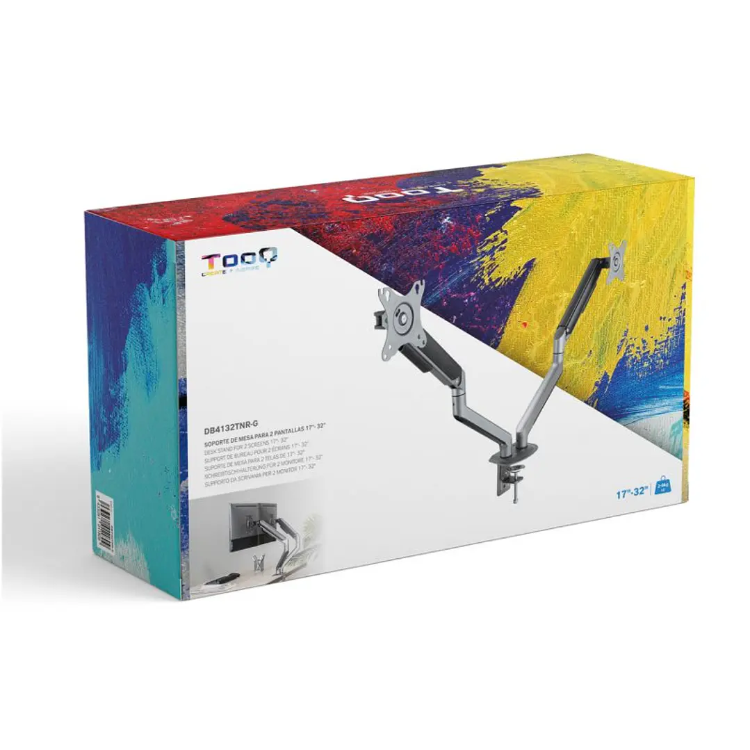 Tooq DB4132TNR-G Soporte mesa 2 monitor/tv 17-32