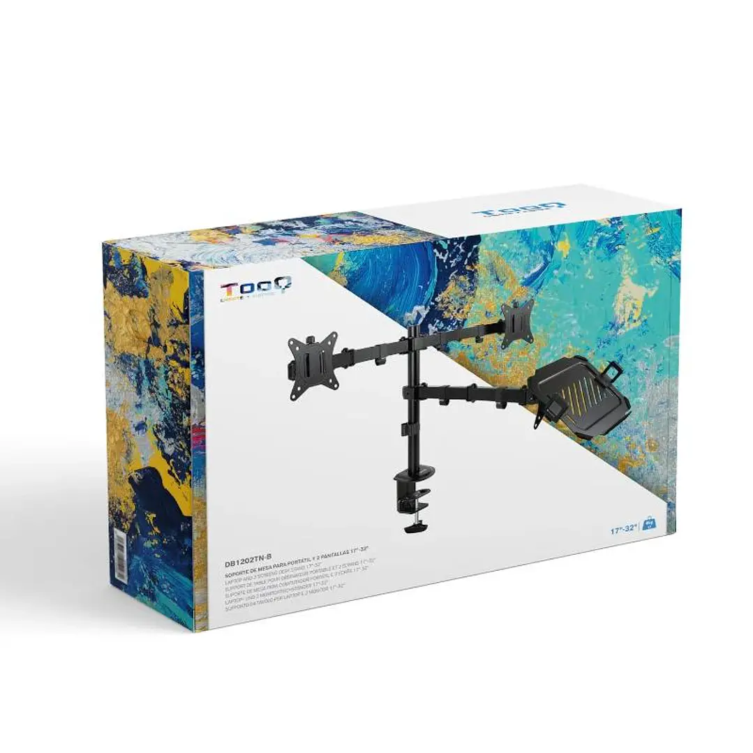 Tooq DB1202TN-B Soporte mesa 2 pantallas+ portatil 4