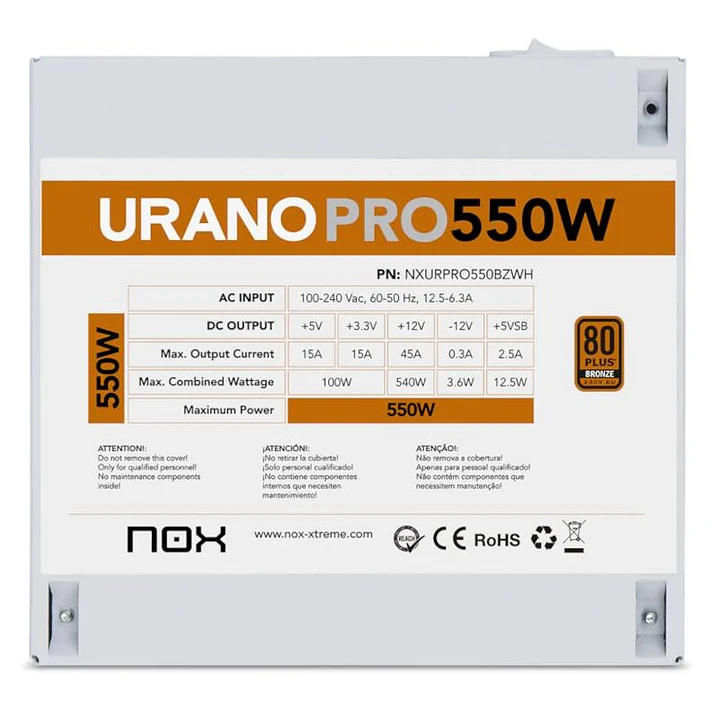 NOX Fuente ATX Urano PRO 550W Bronze Blanco 4