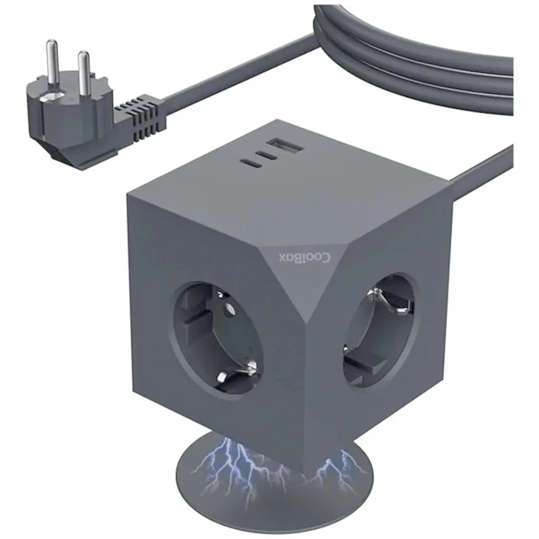 Coolbox CUBIK 3 Enchufes Cubo Magnético Carga USB 1