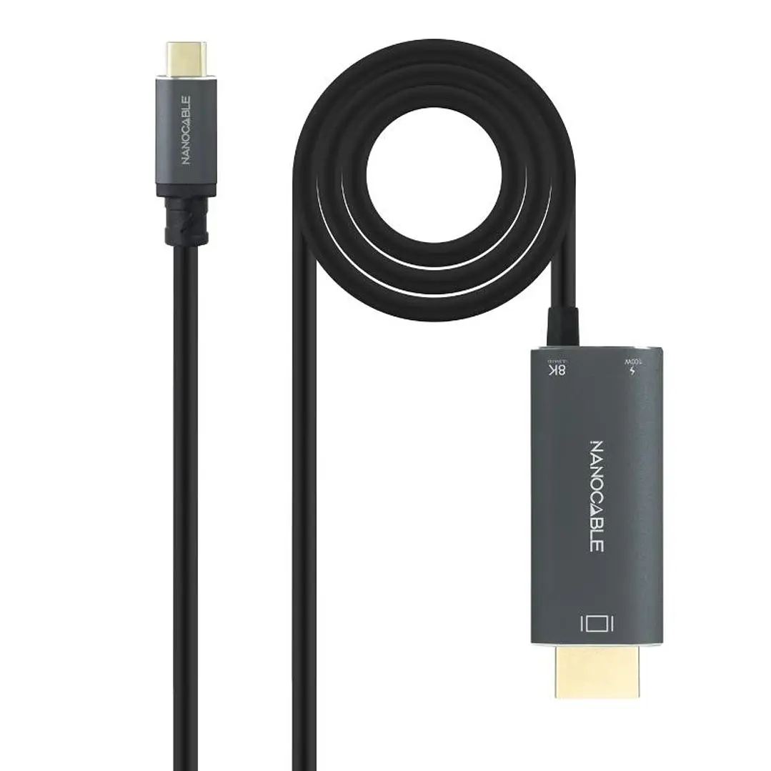 Nanocable Cable USB-C/M-HDMI 2.1+USB-C/H PD 1.8 M 1
