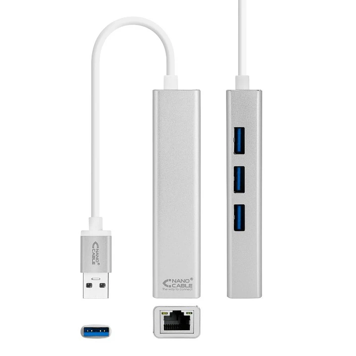 Nanocable Conversor USB 3.0 Ethernet + 3xUSB 3.0 1