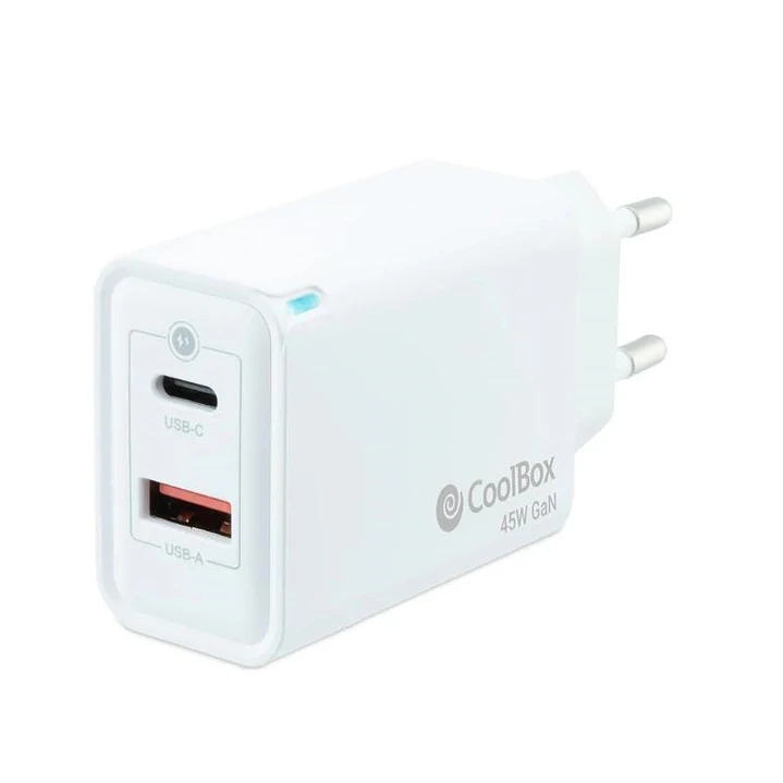 Coolbox Cargador Pared GAN 45W USB-C/USB-A 1