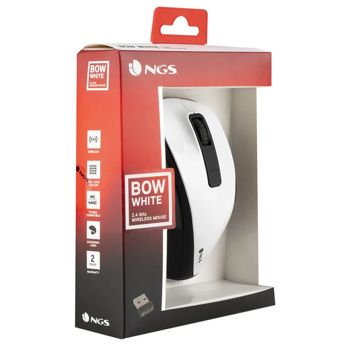 NGS Ratón Inalámbrico 2.4 GHz BOWWHITE 16000DPI Bl 2